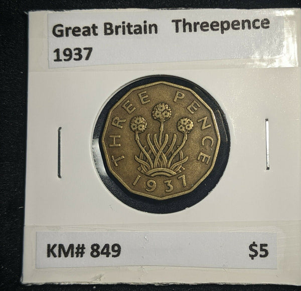 Great Britain 1937 3d Threepence KM# 849  #0012