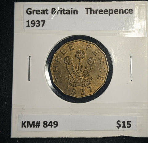 Great Britain 1937 3d Threepence KM# 849  #0014