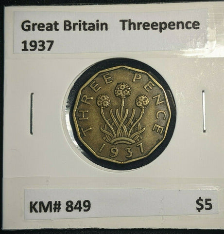 Great Britain 1937 3d Threepence KM# 849  #0015