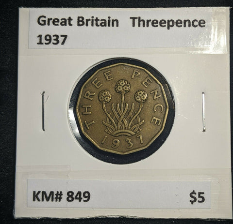 Great Britain 1937 3d Threepence KM# 849  #0017