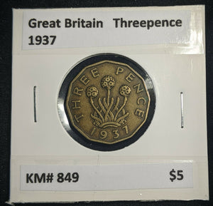 Great Britain 1937 3d Threepence KM# 849  #0022