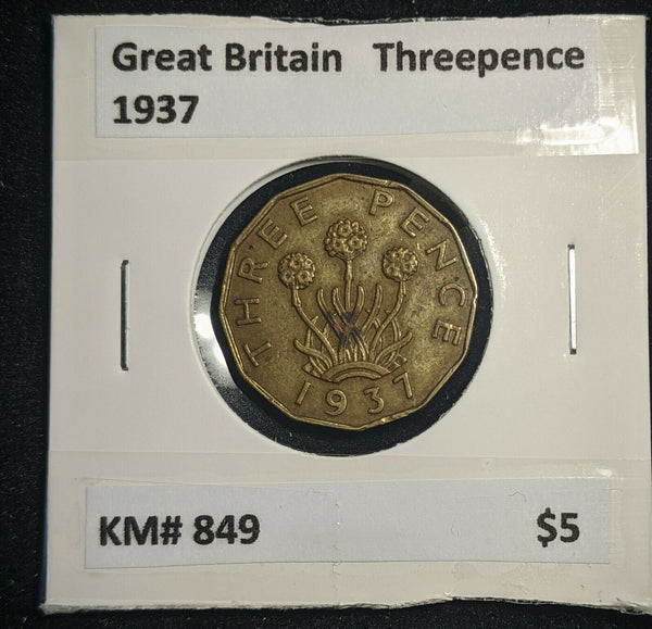 Great Britain 1937 3d Threepence KM# 849  #0023