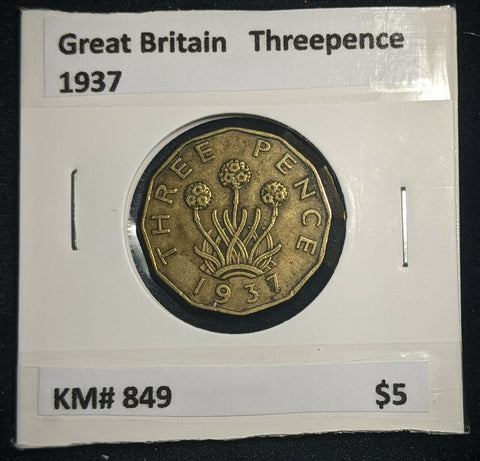Great Britain 1937 3d Threepence KM# 849  #0026