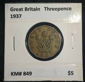 Great Britain 1937 3d Threepence KM# 849  #0027