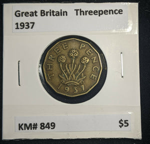 Great Britain 1937 3d Threepence KM# 849  #0030