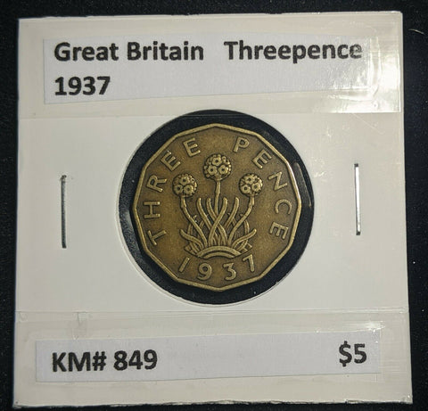 Great Britain 1937 3d Threepence KM# 849  #0033