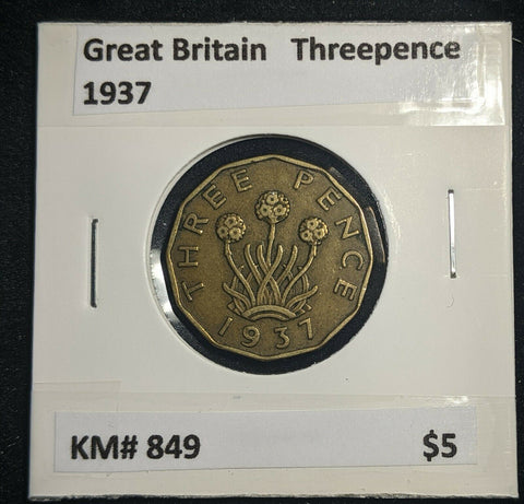 Great Britain 1937 3d Threepence KM# 849  #0034