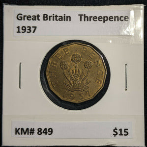 Great Britain 1937 3d Threepence KM# 849  #0036