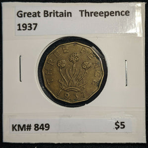Great Britain 1937 3d Threepence KM# 849  #0037