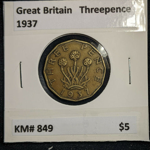Great Britain 1937 3d Threepence KM# 849  #0044