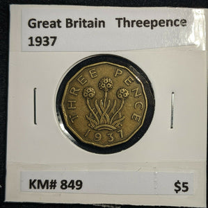 Great Britain 1937 3d Threepence KM# 849  #0046