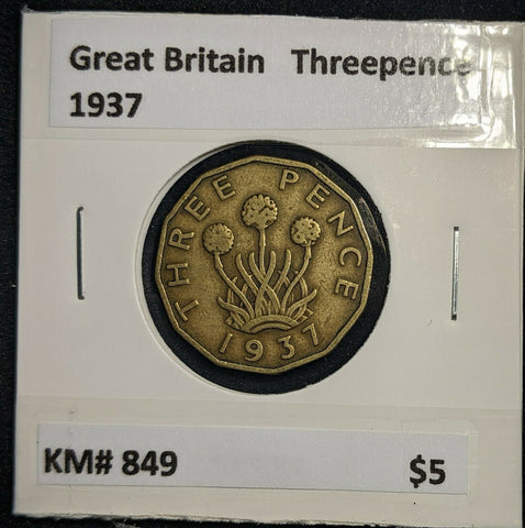 Great Britain 1937 3d Threepence KM# 849  #0053