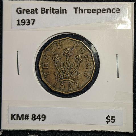 Great Britain 1937 3d Threepence KM# 849  #0054