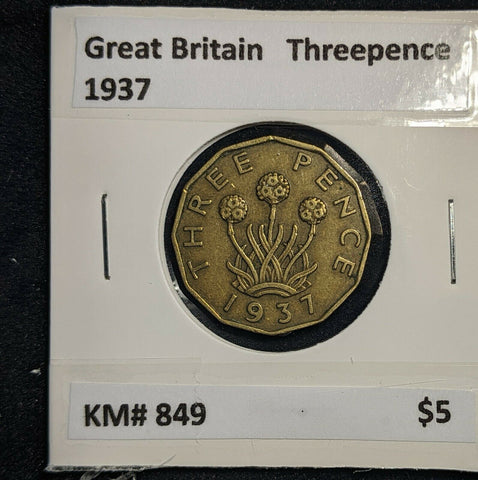 Great Britain 1937 3d Threepence KM# 849  #0061