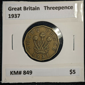 Great Britain 1937 3d Threepence KM# 849  #0081