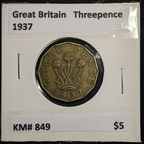 Great Britain 1937 3d Threepence KM# 849  #0084