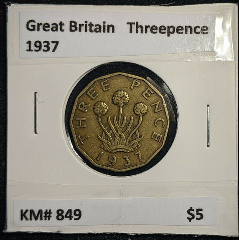 Great Britain 1937 3d Threepence KM# 849  #0085