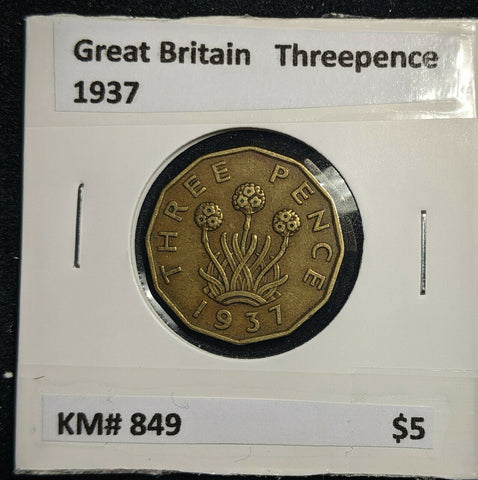 Great Britain 1937 3d Threepence KM# 849  #0087