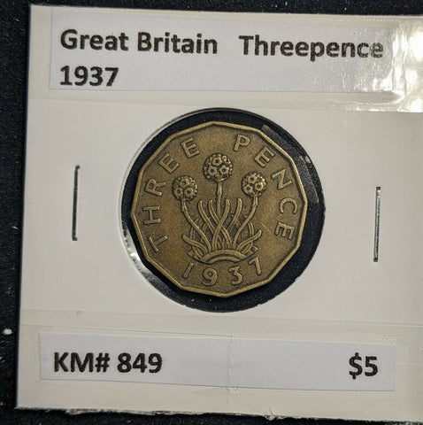 Great Britain 1937 3d Threepence KM# 849  #0088
