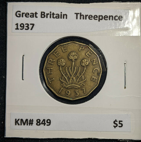 Great Britain 1937 3d Threepence KM# 849  #0093