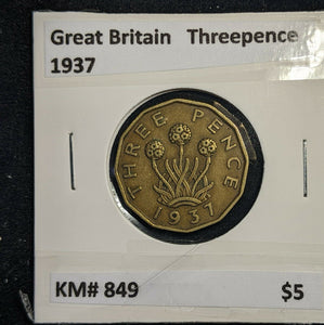 Great Britain 1937 3d Threepence KM# 849  #0094