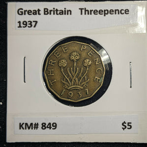 Great Britain 1937 3d Threepence KM# 849  #0099