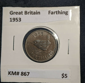 Great Britain 1953 1/4d Farthing KM# 867    #301   #16A
