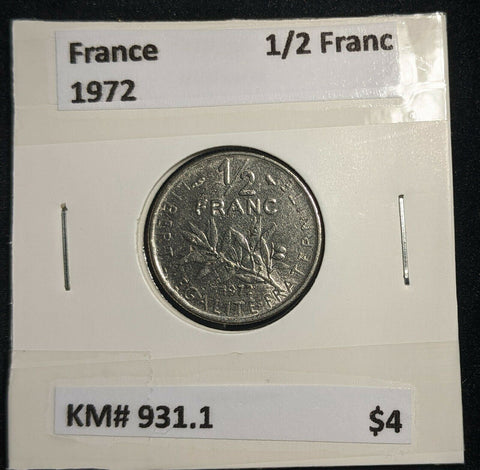 France 1972 1/2 Franc KM# 931.1 #750