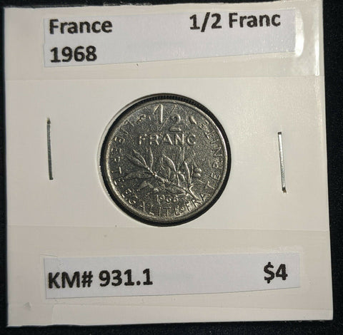 France 1968 1/2 Franc KM# 931.1 #748