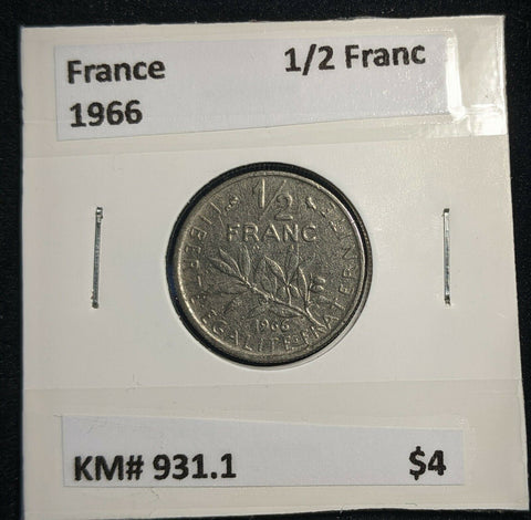 France 1966 1/2 Franc KM# 931.1 #686