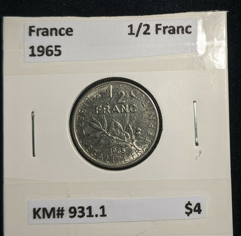 France 1965 1/2 Franc KM# 931.1 #736