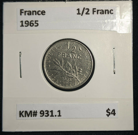 France 1965 1/2 Franc KM# 931.1 #726