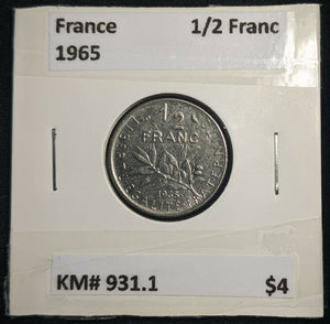 France 1965 1/2 Franc KM# 931.1 #702