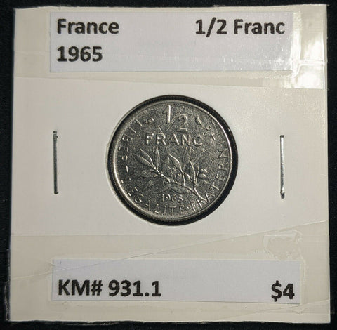 France 1965 1/2 Franc KM# 931.1 #702