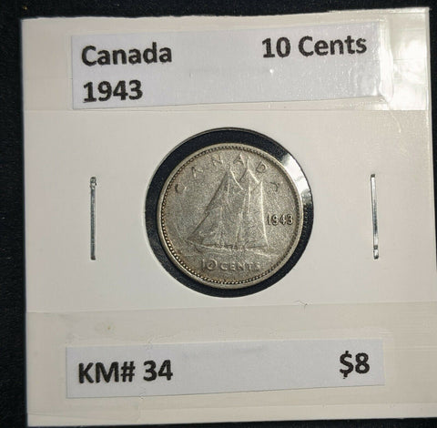 Canada 1943 Ten Cent KM# 34 #424  #9B