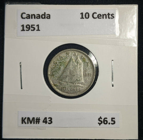 Canada 1951 Ten Cent KM# 43 #388  #9B