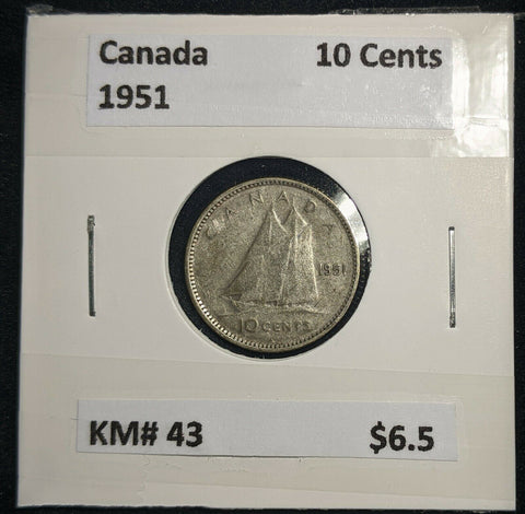 Canada 1951 Ten Cent KM# 43 #372  #9B