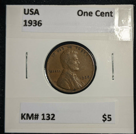 USA 1936 One Cent KM# 132 #384