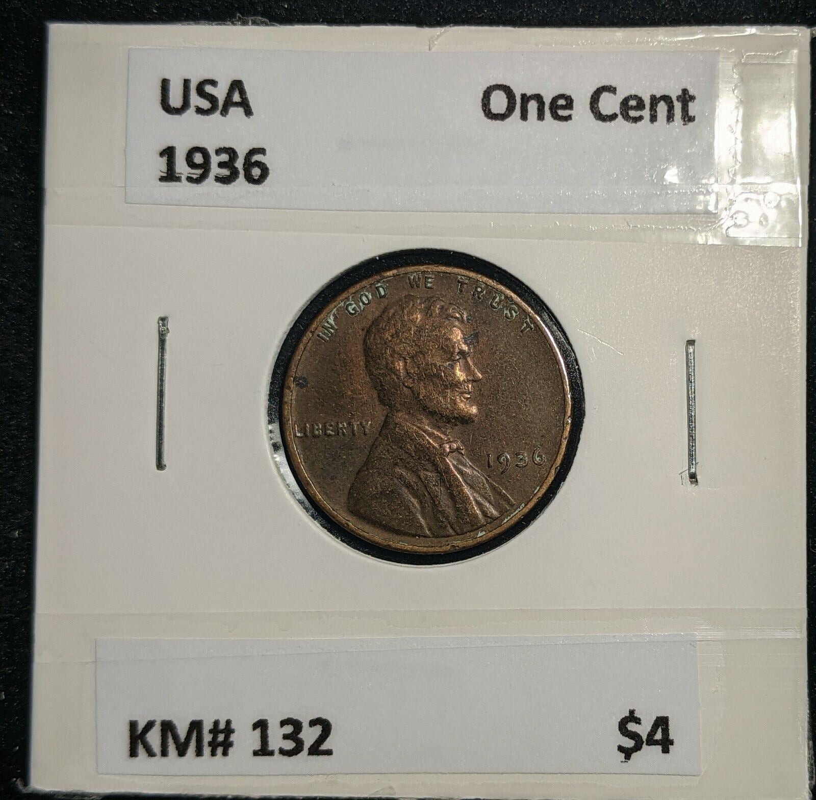 USA 1936 One Cent KM# 132 #393