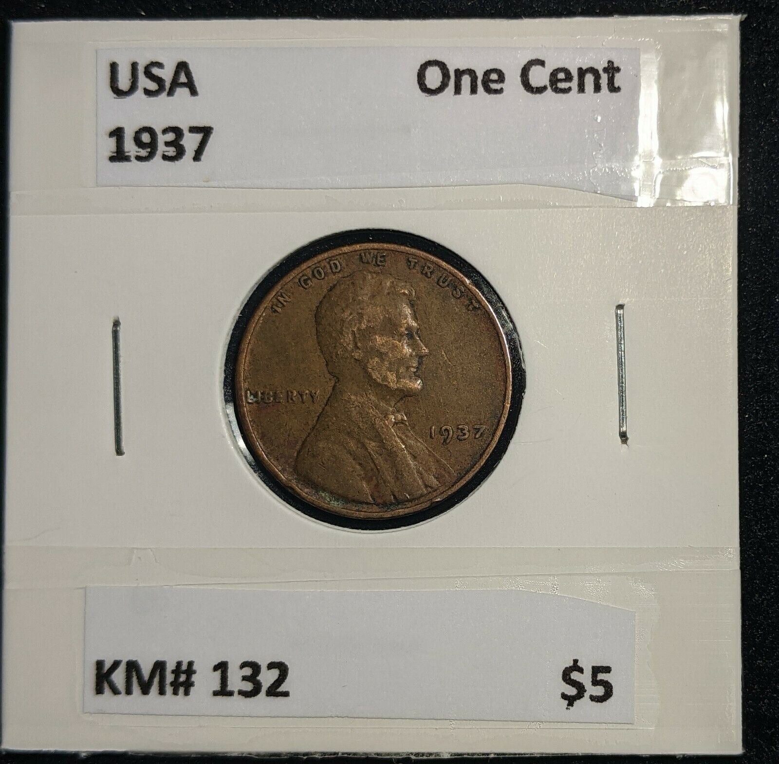 USA 1937 One Cent KM# 132 #365