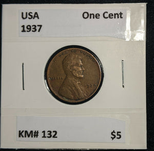 USA 1937 One Cent KM# 132 #365