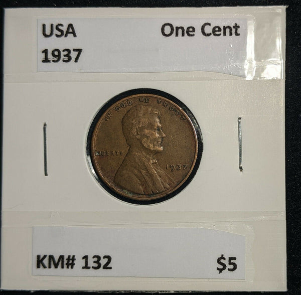 USA 1937 One Cent KM# 132 #365
