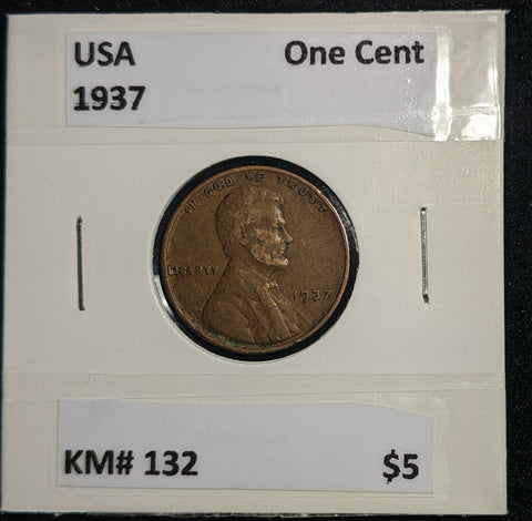 USA 1937 One Cent KM# 132 #365