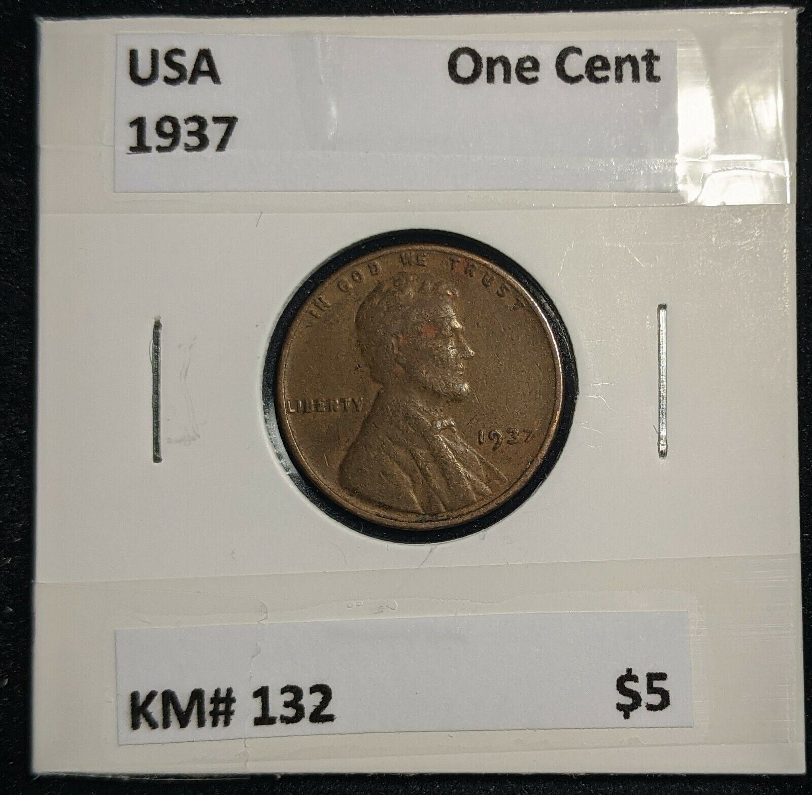 USA 1937 One Cent KM# 132 #400