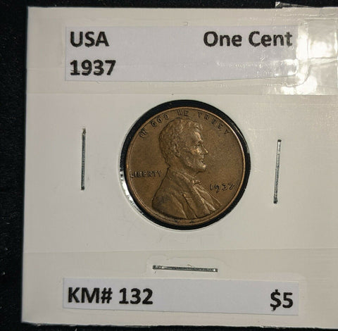 USA 1937 One Cent KM# 132 #399