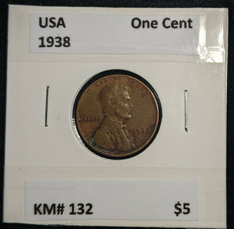 USA 1938 One Cent KM# 132 #332