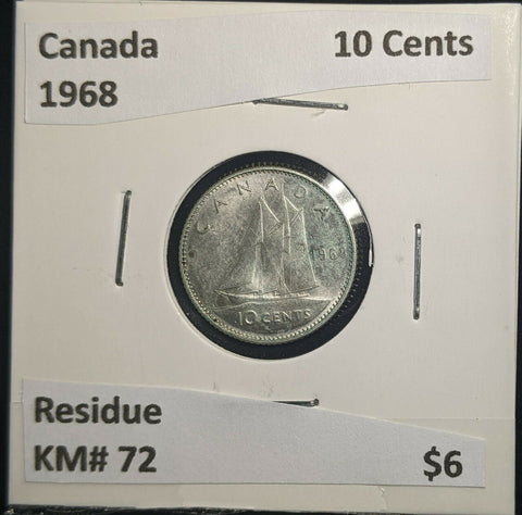 Canada 1968 10 Cents KM# 72 Residue #1150