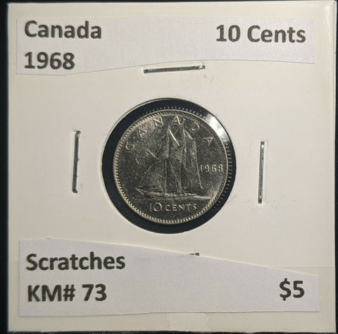 Canada 1968 10 Cents KM# 73 Scratches #1139