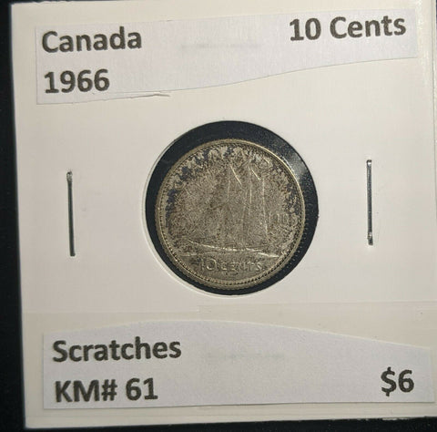 Canada 1966 10 Cents KM# 51 Scratches #047