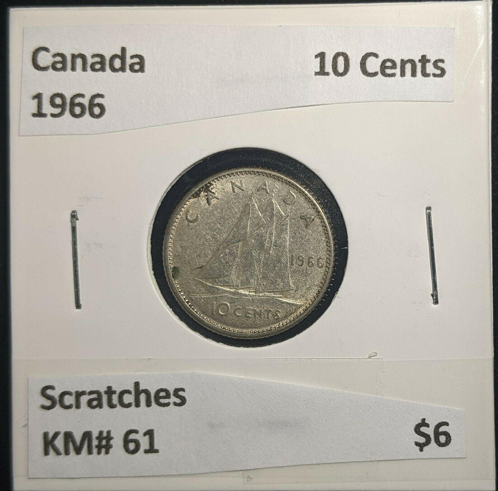 Canada 1966 10 Cents KM# 51 Scratches #092